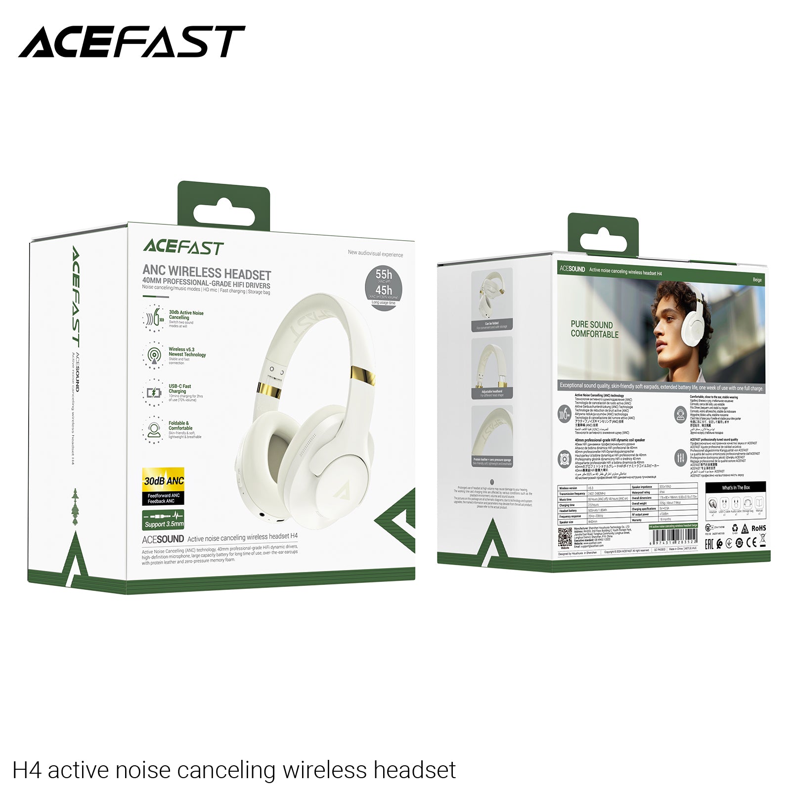 ACEFAST H4 Active Noise Canceling Wireless Headset