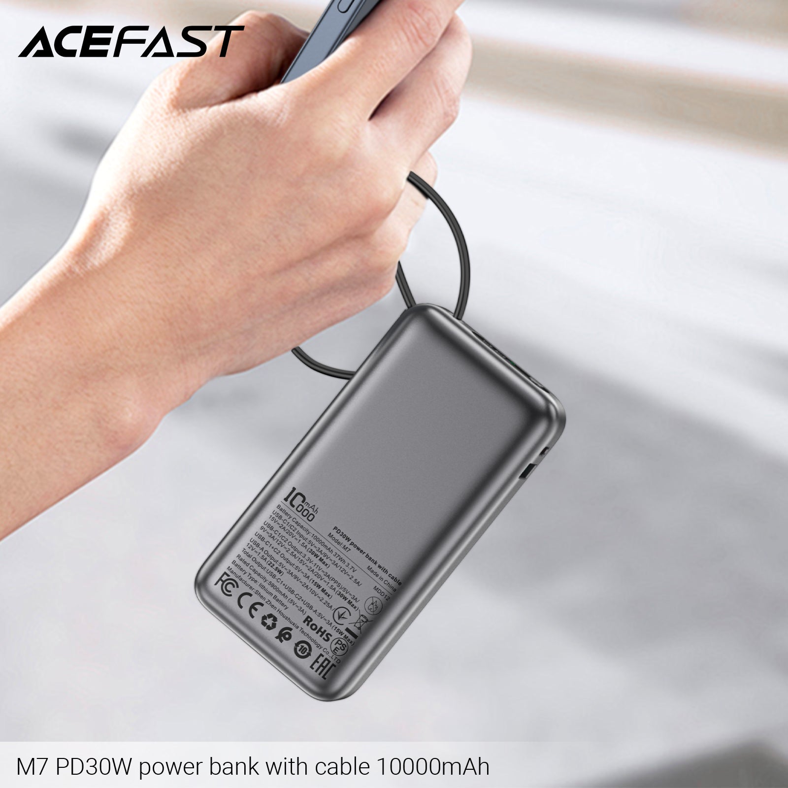 ACEFAST M7-10000 PD30W Power Bank With Cable