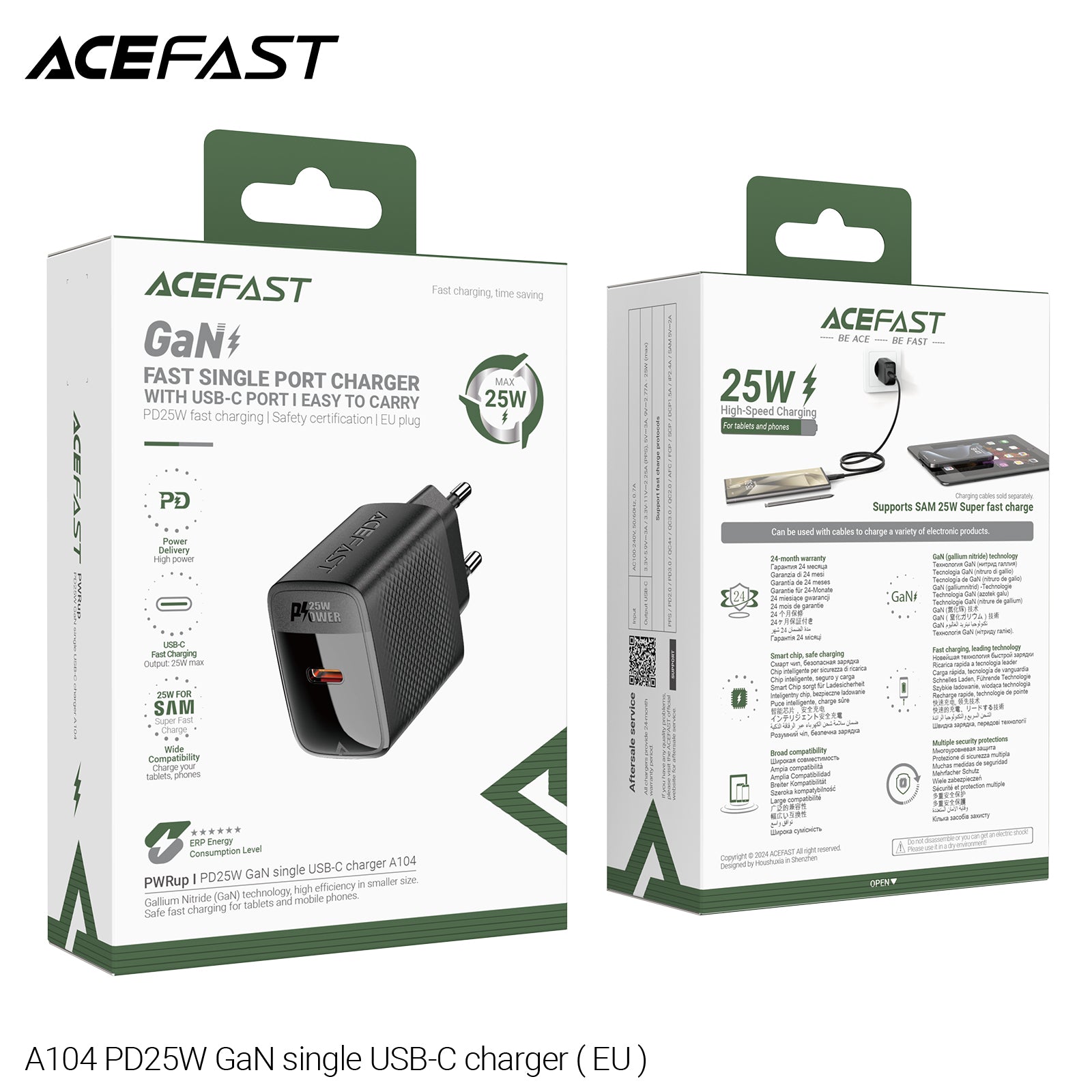 ACEFAST A104 PD25W GaN Single USB-C Charger (EU)