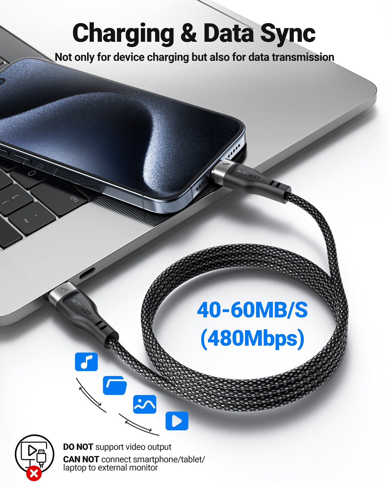 ACEFAST C11-03 USB-C to USB-C Magnetic Charging Data Cable