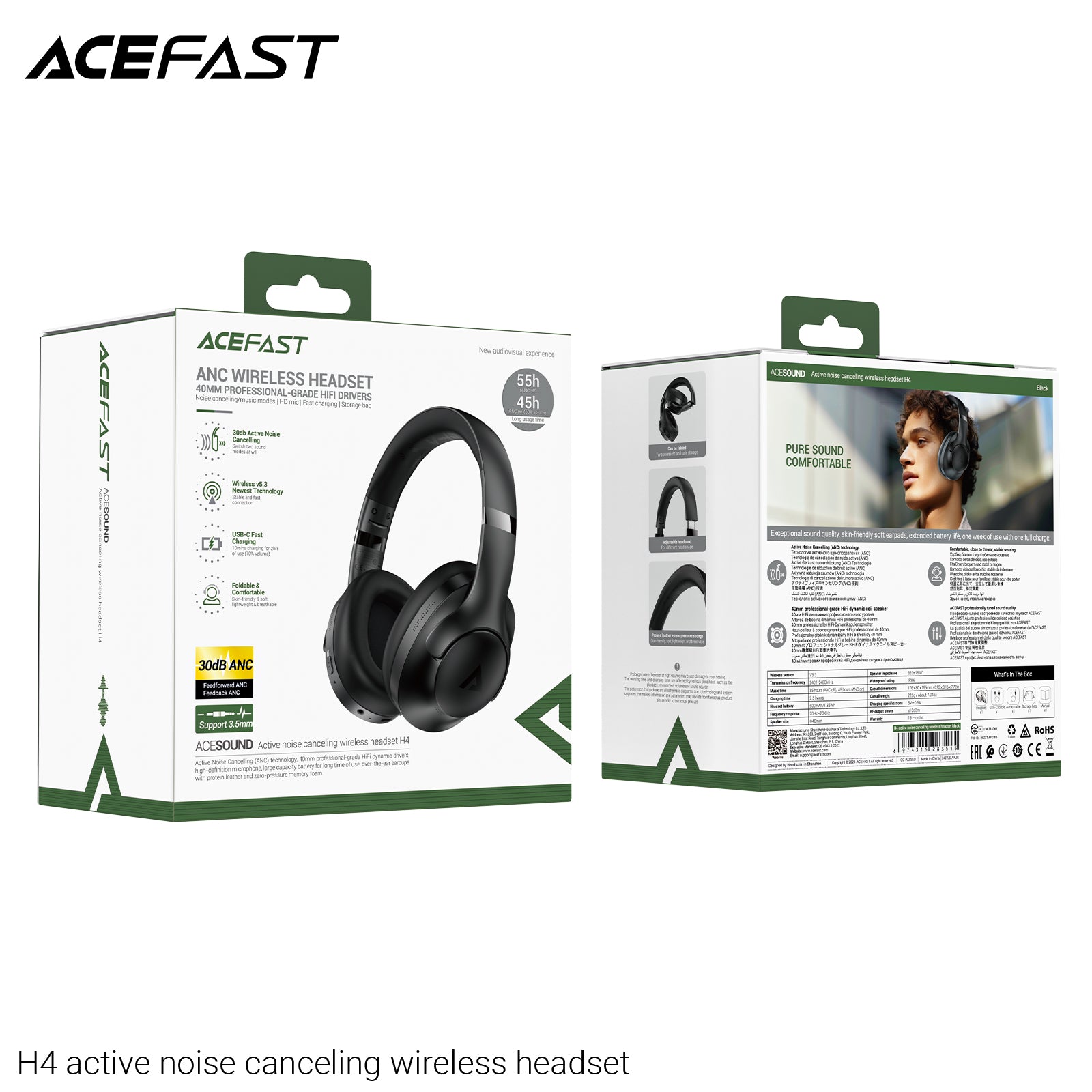 ACEFAST H4 Active Noise Canceling Wireless Headset